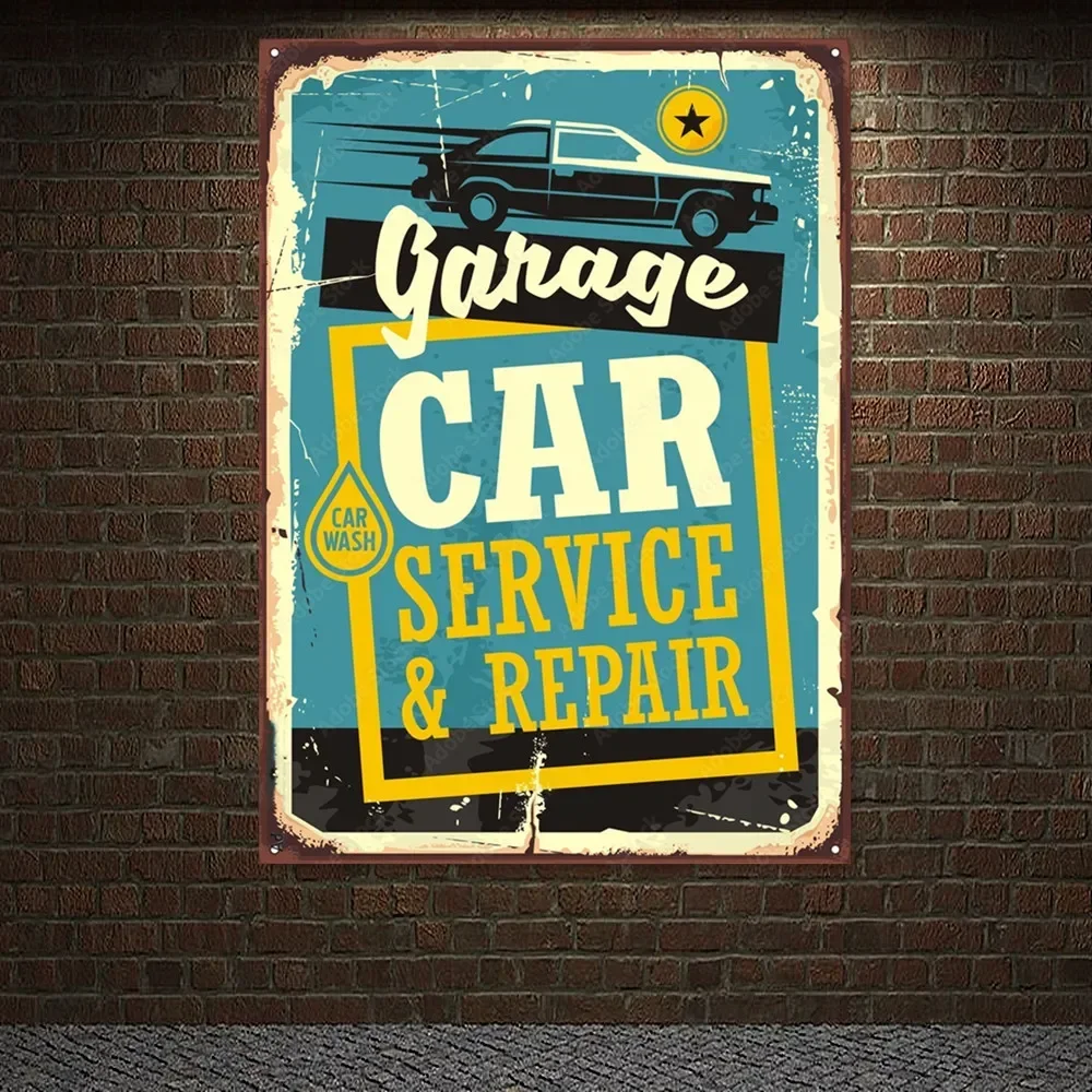 Auto Repair Shop Banners - Póster Vintage de Servicio y Reparación
