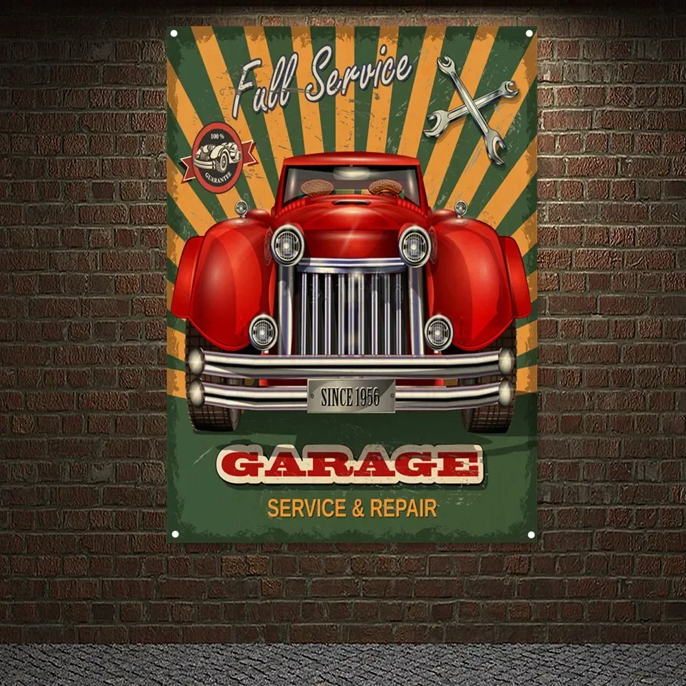 Auto Repair Shop Banners - Póster Vintage para Garaje de Autos,
