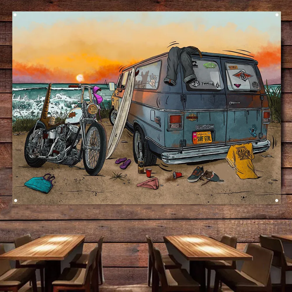 Auto Repair Shop Banners - Póster artístico para motocicleta, coche, Camping,