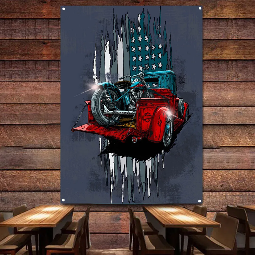 Auto Repair Shop Banners - Póster artístico para motocicleta en coche,
